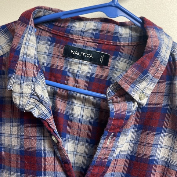 Nautica blue and burgundy flannel - Picture 4 of 7